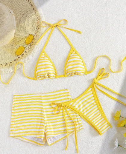 Thai Niche Sexy Sexy Retro Striped Swimsuit Women Split Sexy Spring Bikini