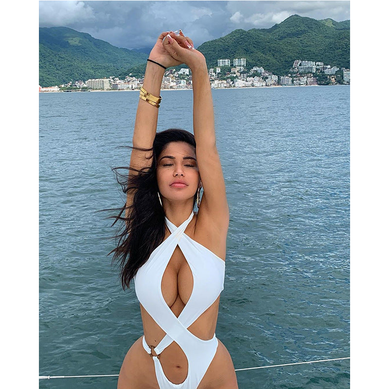 Swimsuit Women Sexy Siamese Hollow Out Cutout Piece Swimsuit Women