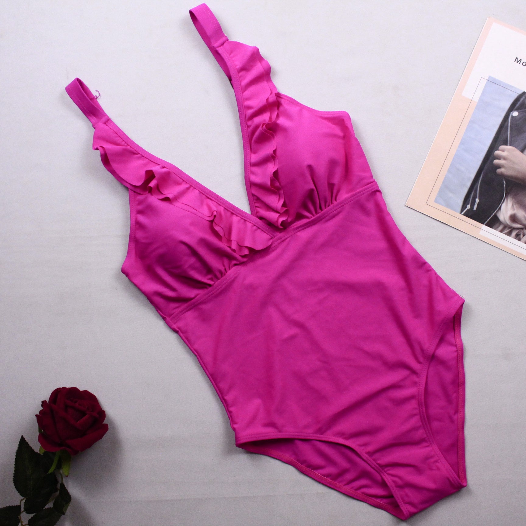 Swimsuit Sexy Siamese V neck Flounce Swimsuit Swimsuit Women Swimsuit