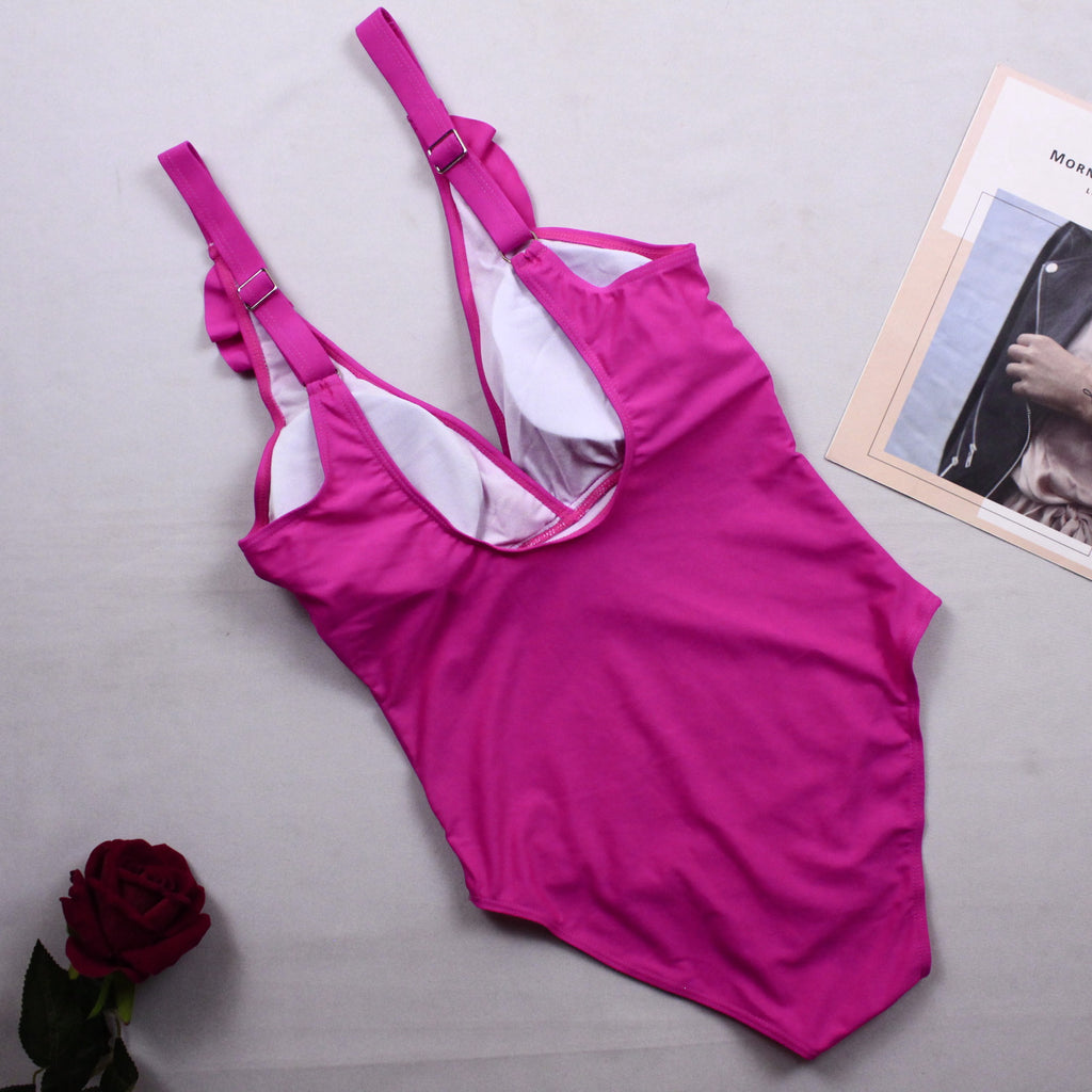 Swimsuit Sexy Siamese V neck Flounce Swimsuit Swimsuit Women Swimsuit