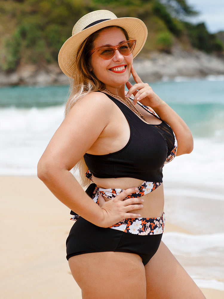 Plus Size Floral Print Bikini