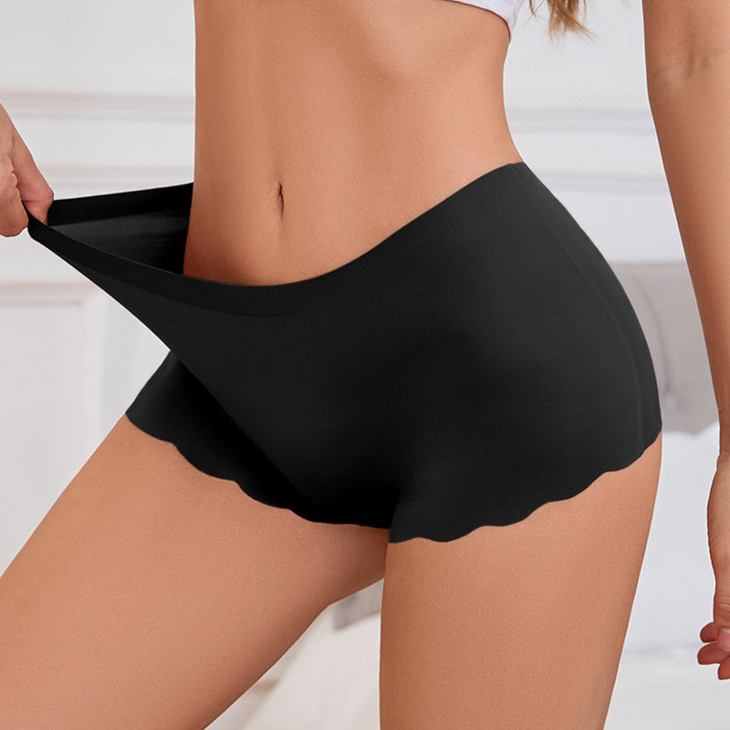 Anti Exposure Seamless Boxers Women Cotton Crotch Mid Waist One Piece Wave Floral Women Boxer Safety Pants