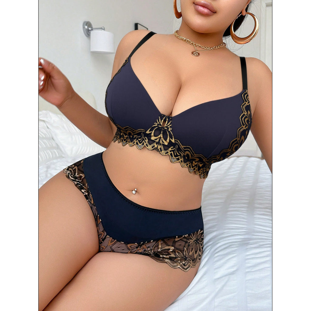 Plus Size High Waist Lace Set
