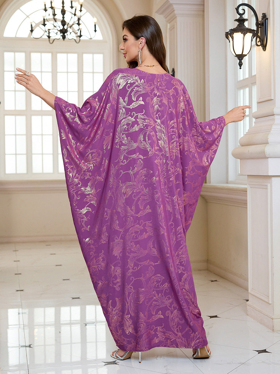 Bronzing Rayon Vacation Beach Outer Wear Maxi Dress Women Loose Robe Beach Cover Up