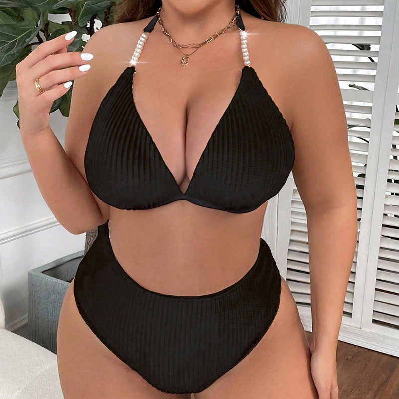 Plus Size Solid Color High Waist