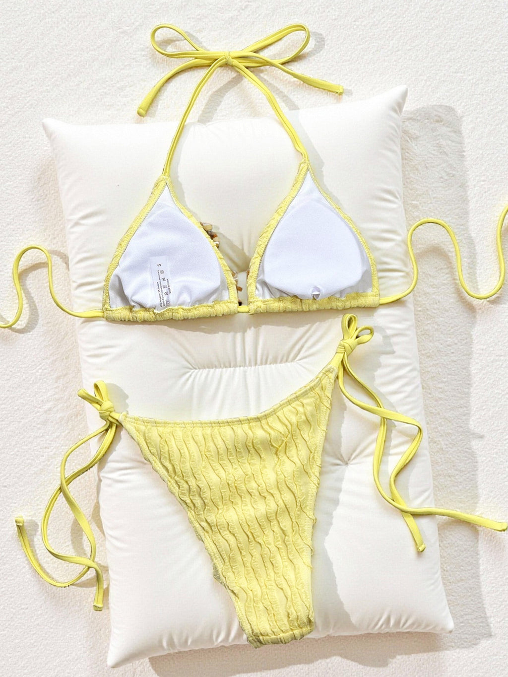 Fresh Hard Texture Cloth Drawstring Tied Swimsuit Bikini