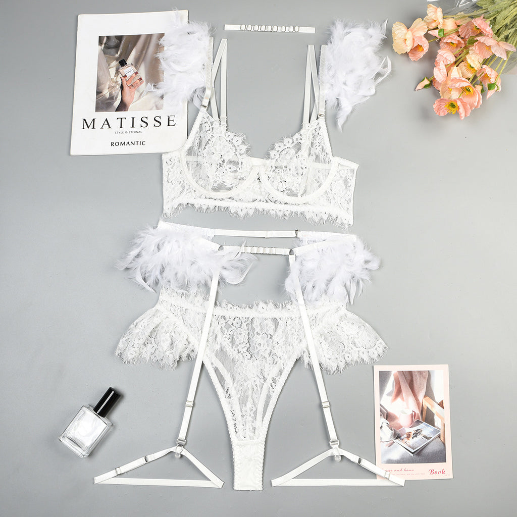 Lingerie Feather Lace Sexy Sexy Suit Heavy Industry High Quality Sexy Underwear Women