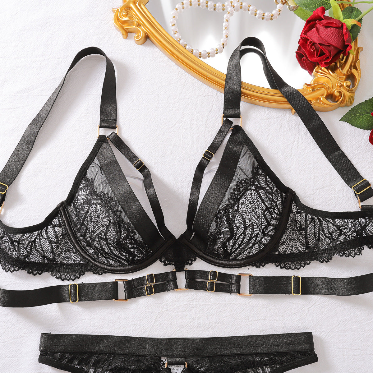 Sexy Lace Bra See through Two Piece Sets