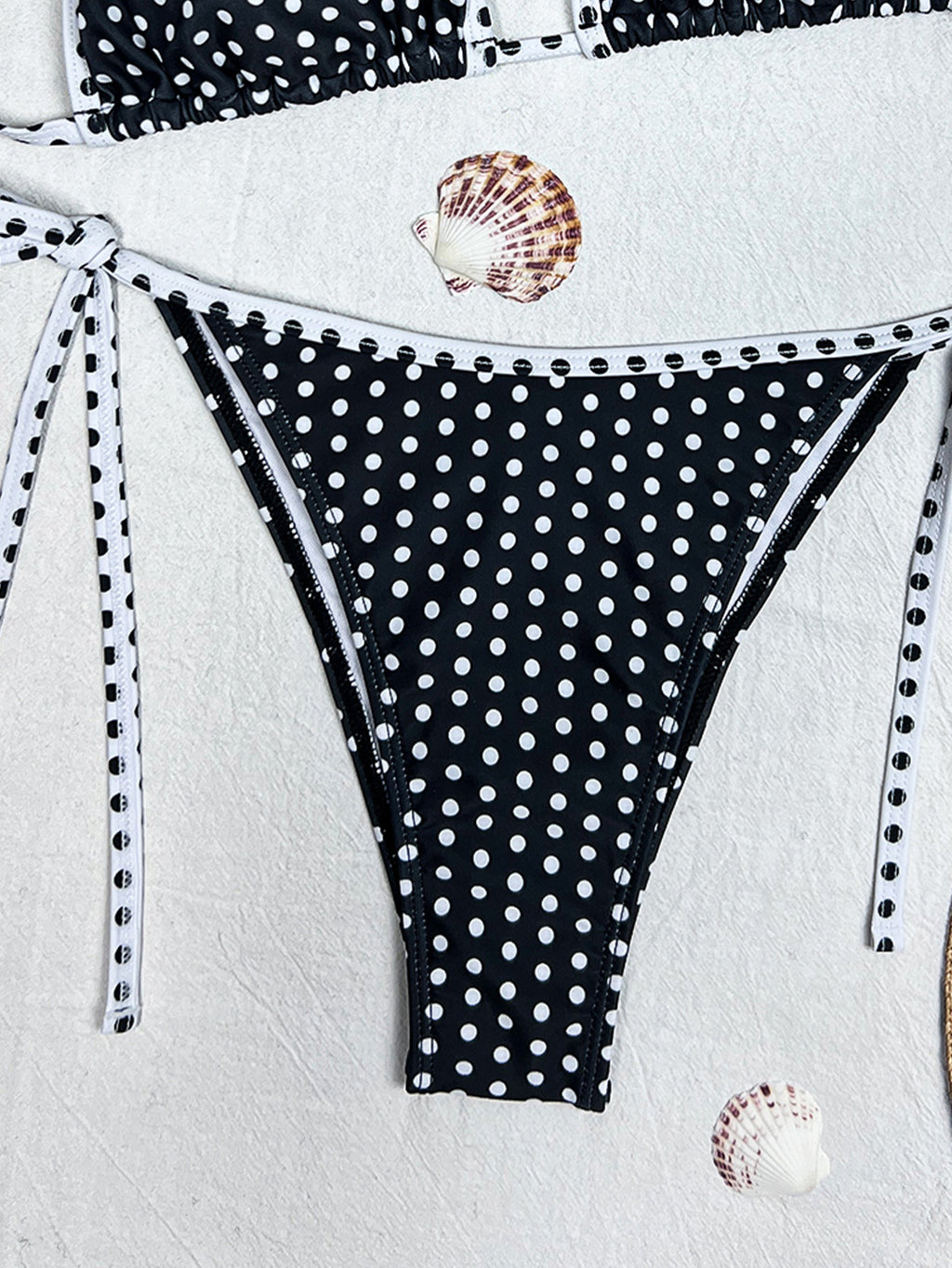 Bikini Polka Dot Print Triangle Cup Lace up Sexy Split Bikini Swimsuit Women