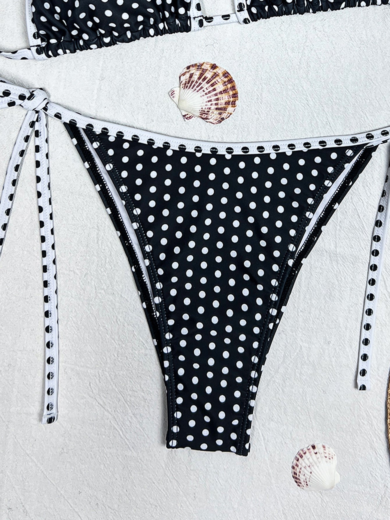 Bikini Polka Dot Print Triangle Cup Lace up Sexy Split Bikini Swimsuit Women