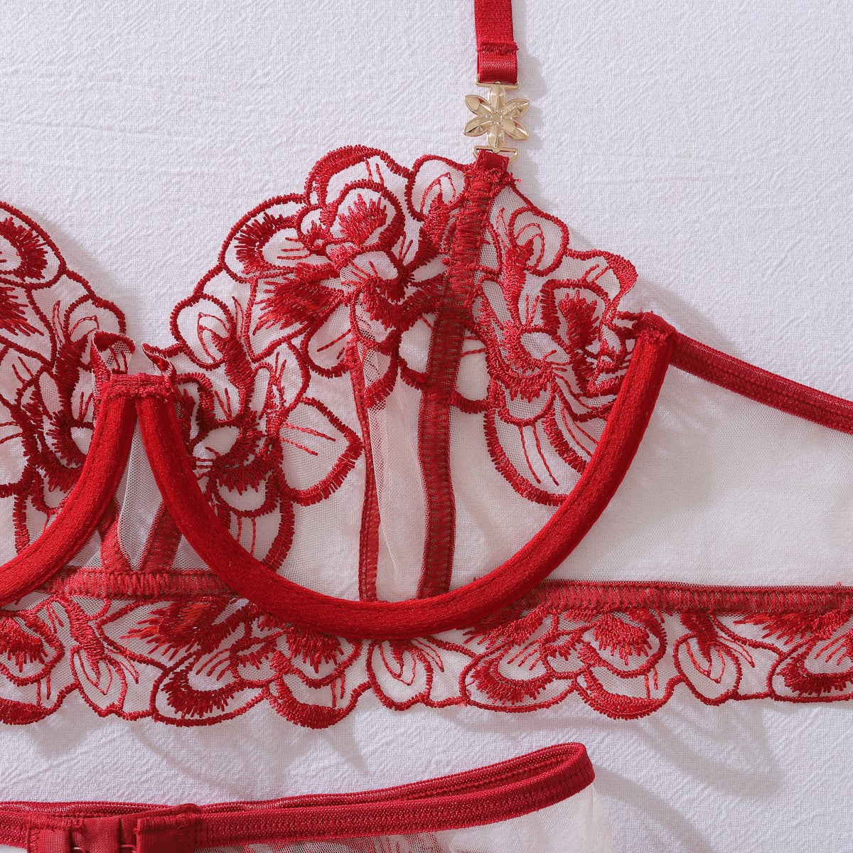 Floral Embroidery Push-Up Shaping Set