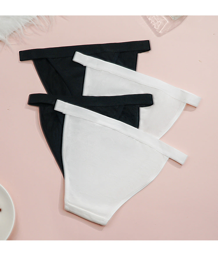Sexy Traceless Ventilation Solid Color Cotton Briefs Women Half Sheath Comfortable Low Waist Thin Belt Cotton Underwear