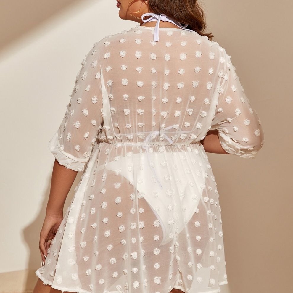 Plus Size Jacquard Stitching Cover up Dress