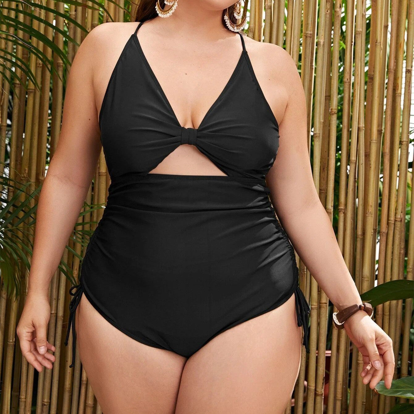 Plus Size Bikini Cutout out Swimsuit