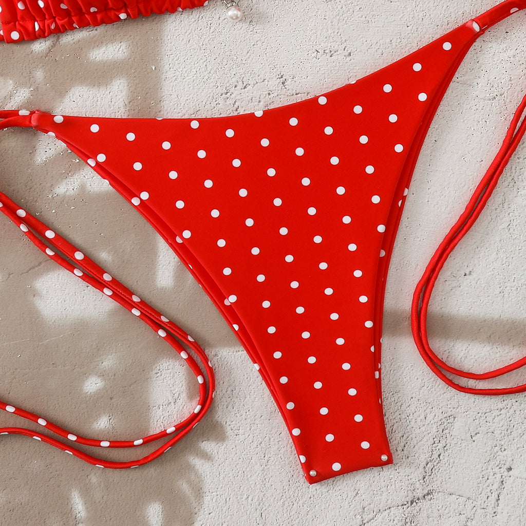 Swimwear Women Split Tight Dot Sexy Bikini Triangle Printed Swimsuit