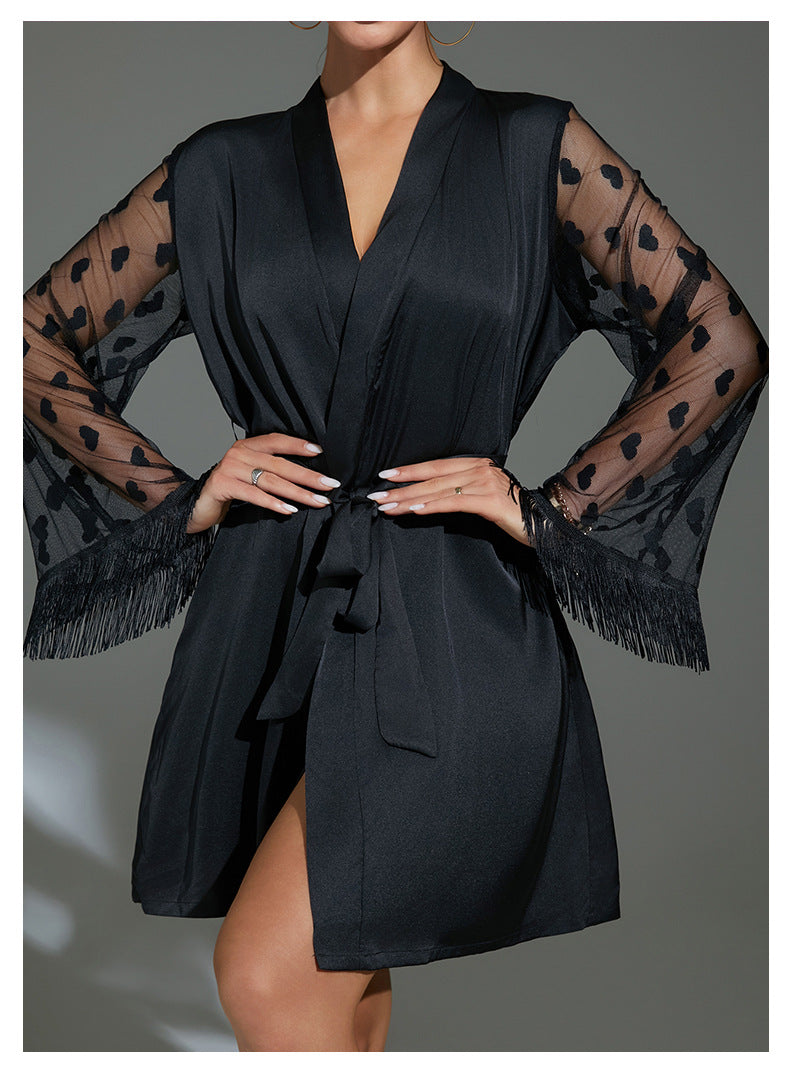 Mesh Pajamas Silk Robe