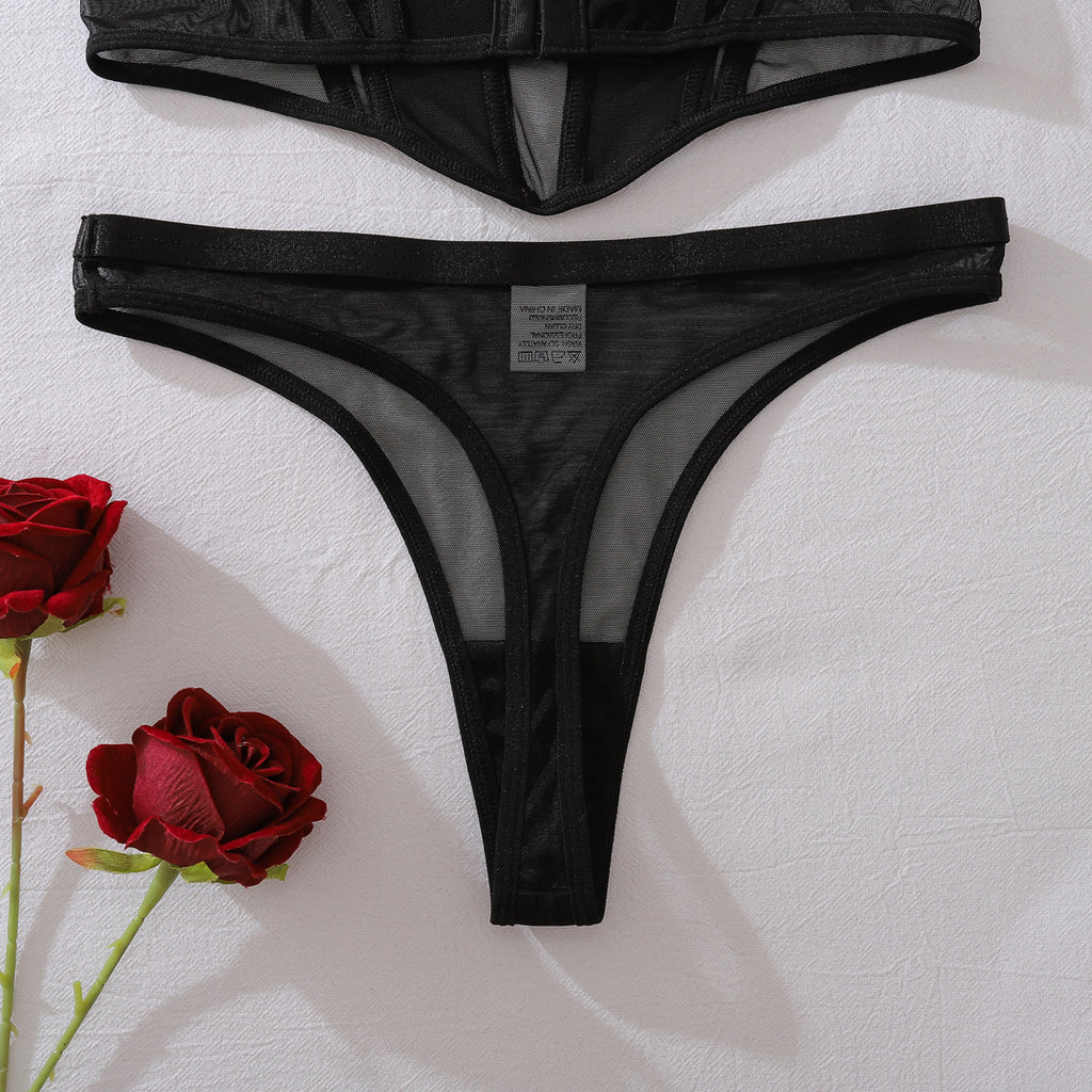 Popular Sexy See-through Mesh Slim Fit Diamond Thin Sexy Strap Underwear Split Cover