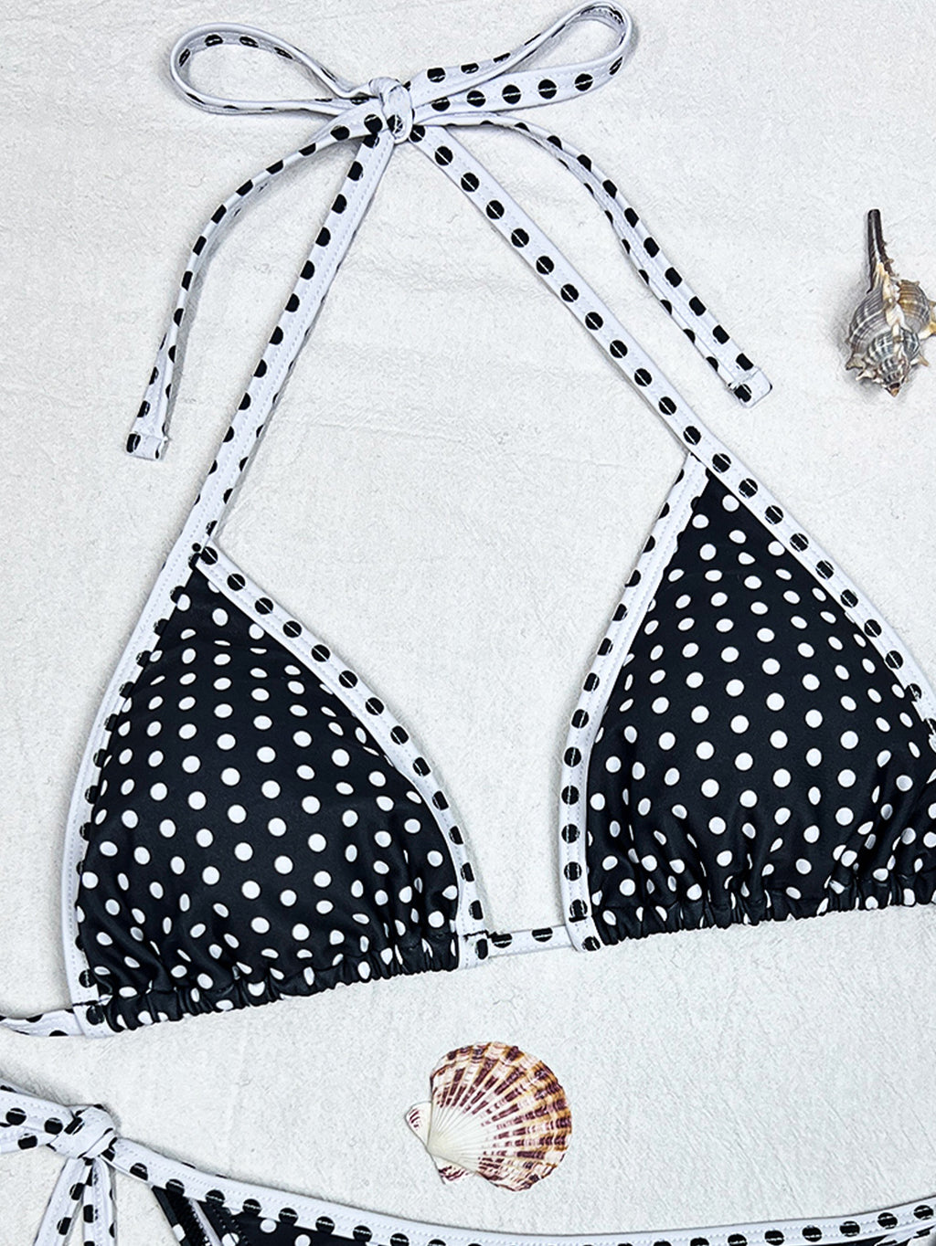 Bikini Polka Dot Print Triangle Cup Lace up Sexy Split Bikini Swimsuit Women