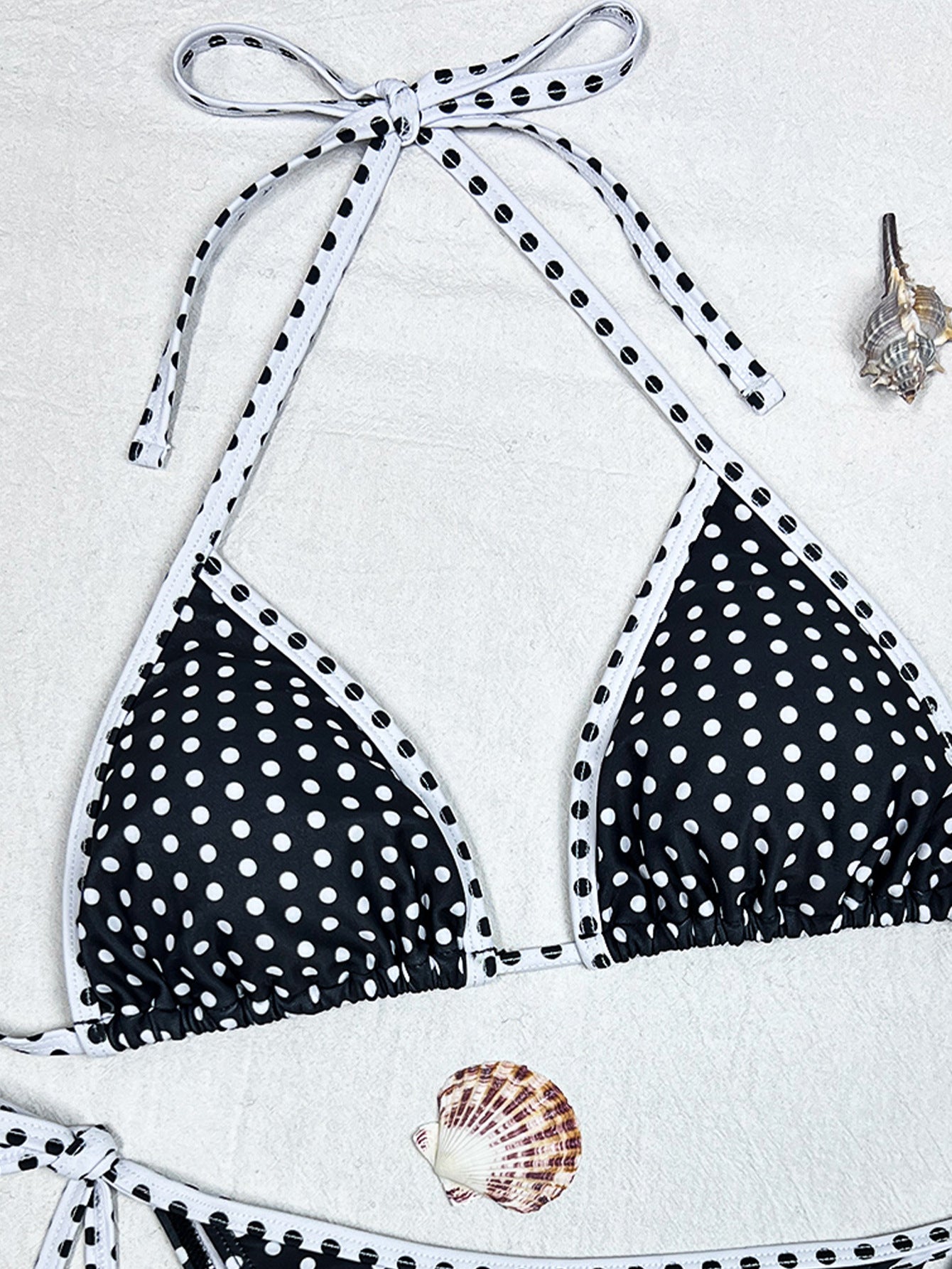 Bikini Polka Dot Print Triangle Cup Lace up Sexy Split Bikini Swimsuit Women
