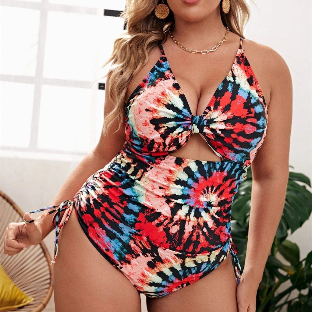Plus Size Bikini Cutout out Swimsuit