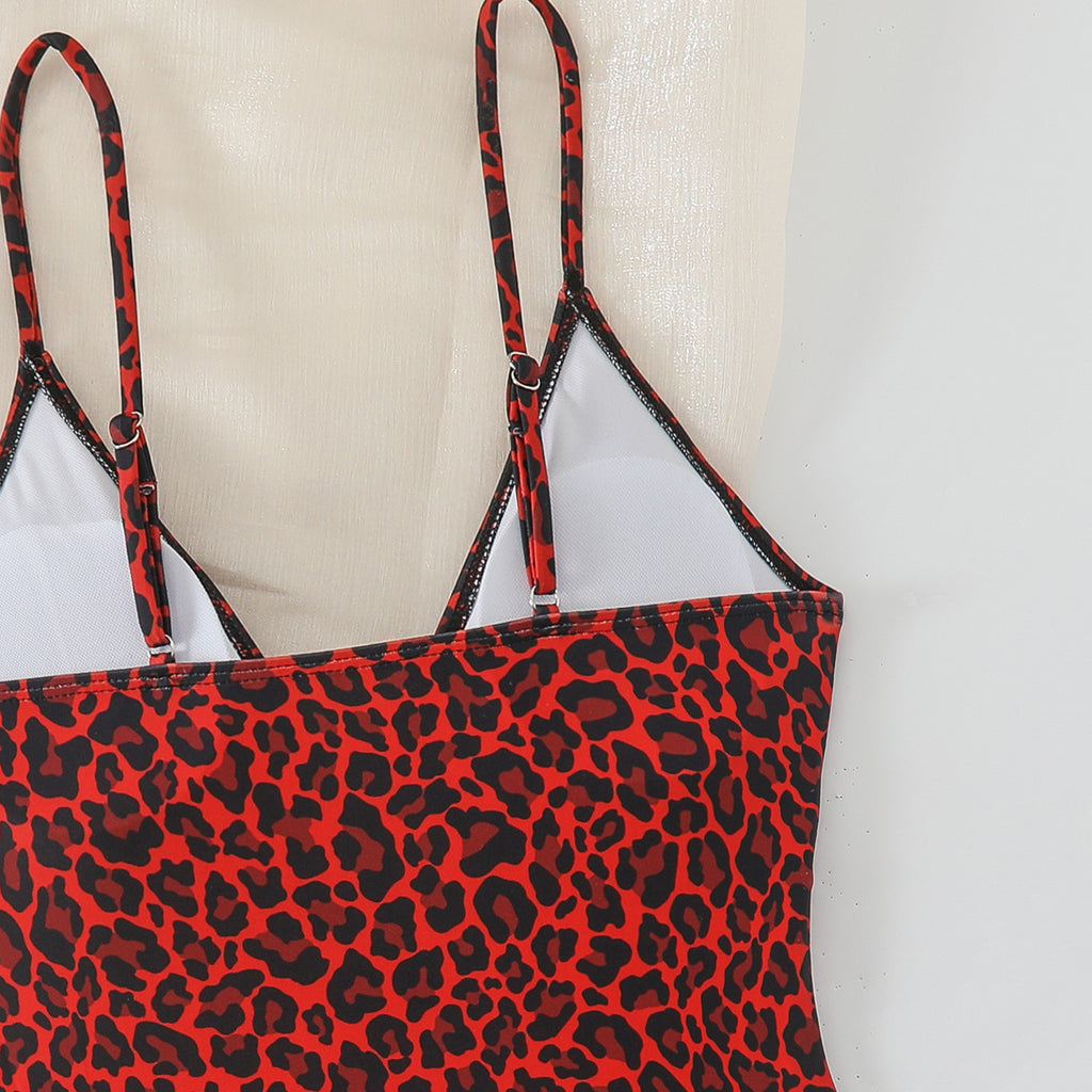 Swimsuit Slim Fit Sexy Leopard Print Backless One Piece Bikini