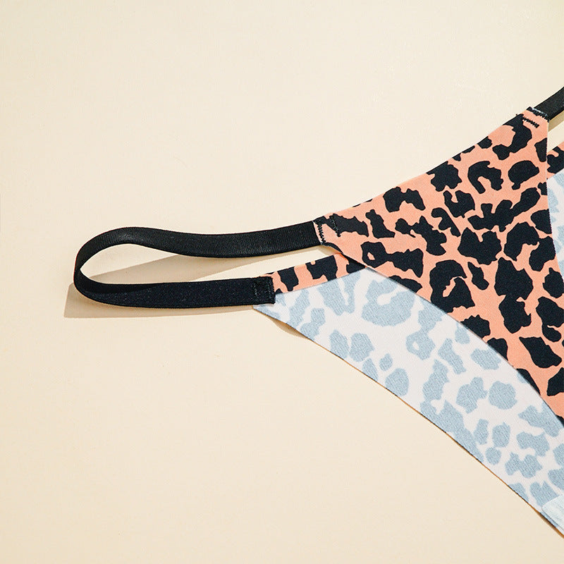 Bikini Sexy T Back Cotton Crotch Women Thin Leopard Print T Back Breathable Quick Drying Briefs