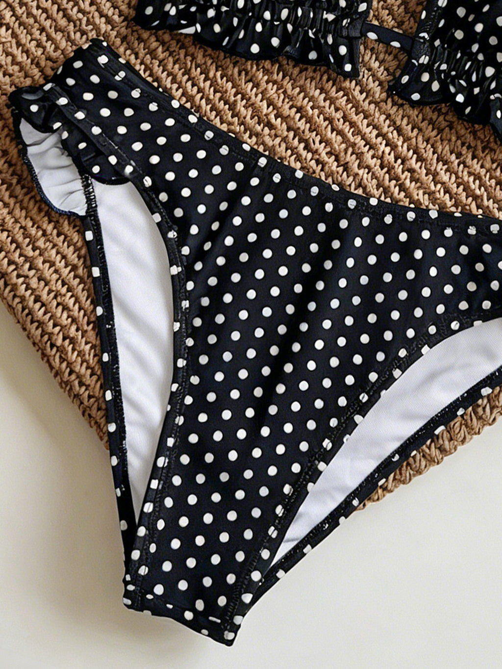 Bikini Small Lace Polka Dot Printed Lace up Sexy Split Swimsuit Bikini for Women