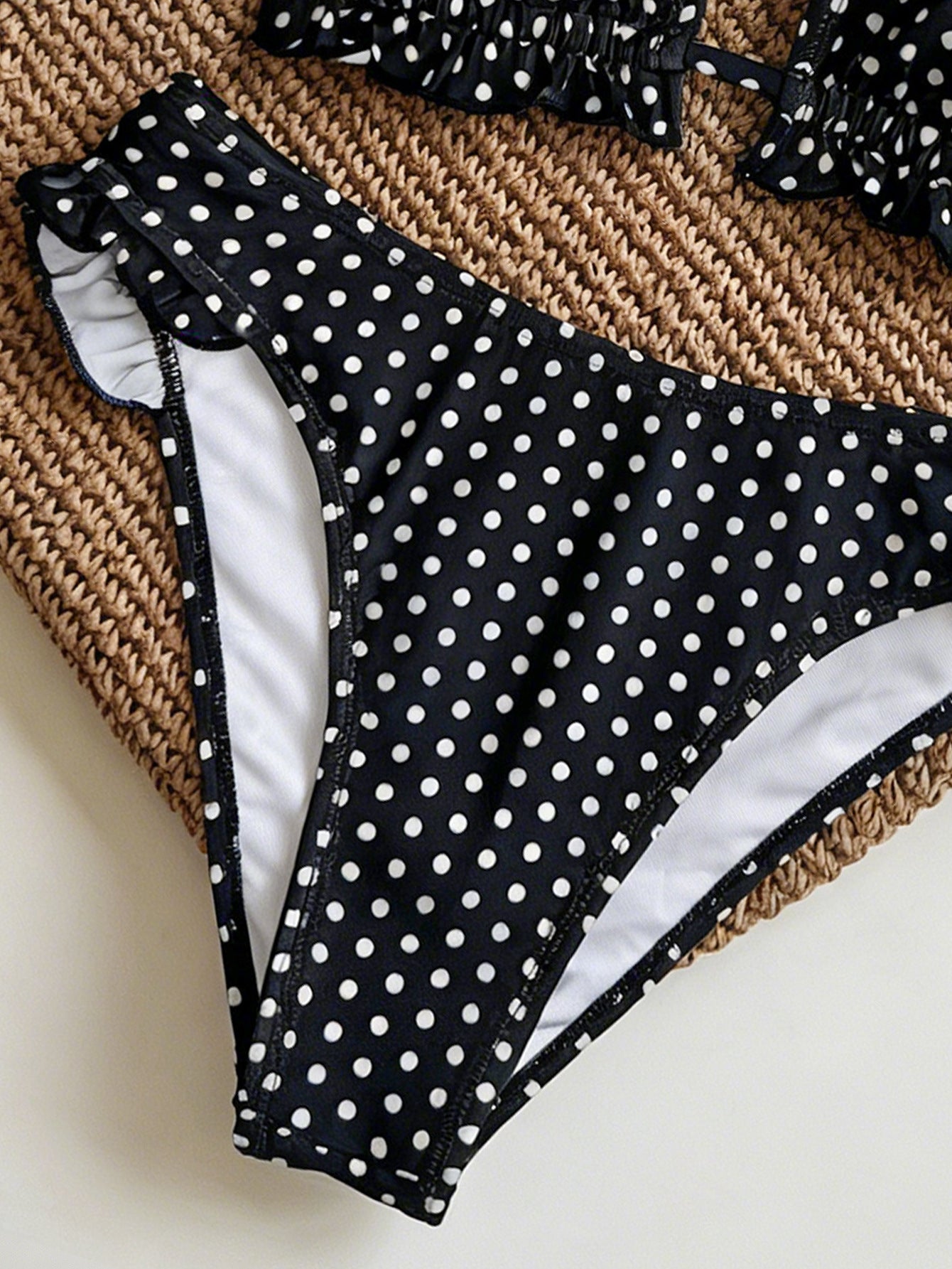 Bikini Small Lace Polka Dot Printed Lace up Sexy Split Swimsuit Bikini for Women