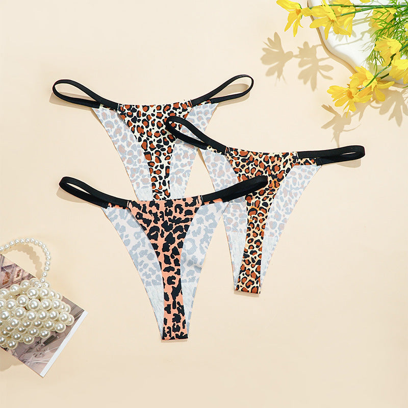 Bikini Sexy T Back Cotton Crotch Women Thin Leopard Print T Back Breathable Quick Drying Briefs