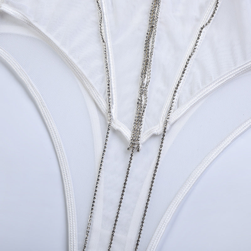 Summer Women Clothing Craft Mesh Breathable Diamond Decorations Body Shaping Corsets Sexy