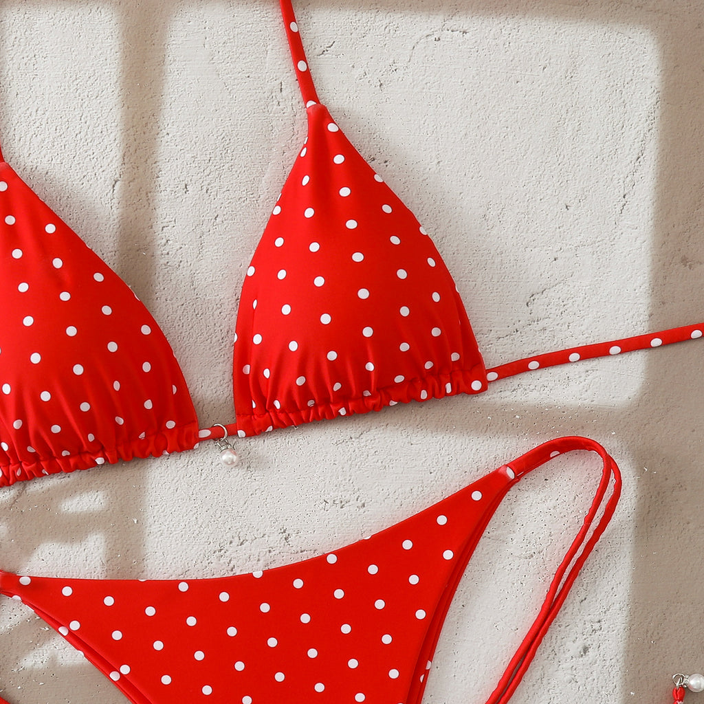 Swimwear Women Split Tight Dot Sexy Bikini Triangle Printed Swimsuit