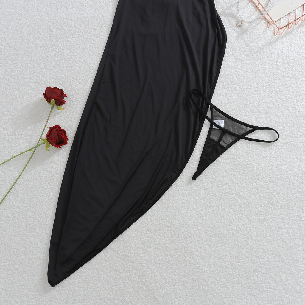 Metal Decorative Pleated Stitching Irregular Asymmetric Hip Shaping Sexy Cami Dress