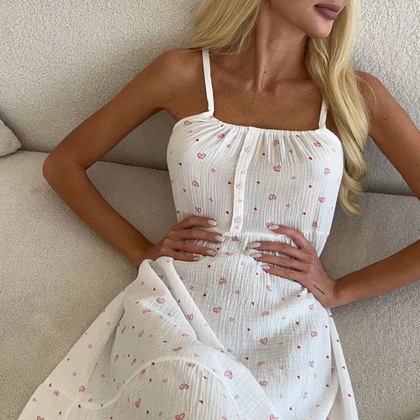 Summer Sling Cotton Printed Nightdress