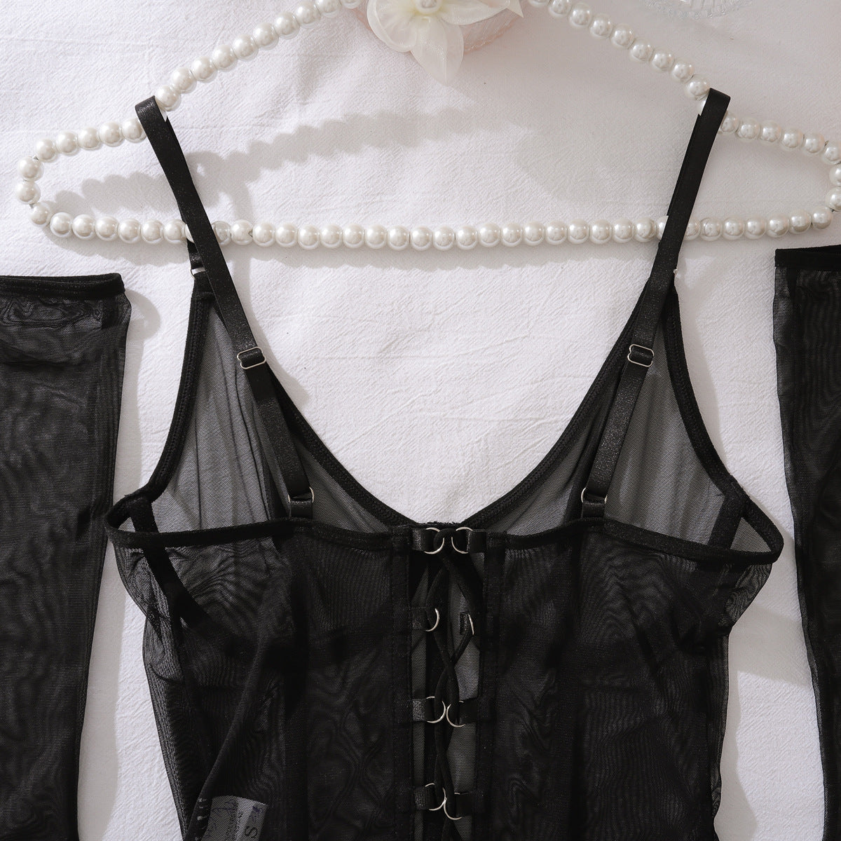 Sheer Mesh Lace-Up Body Shaping Set
