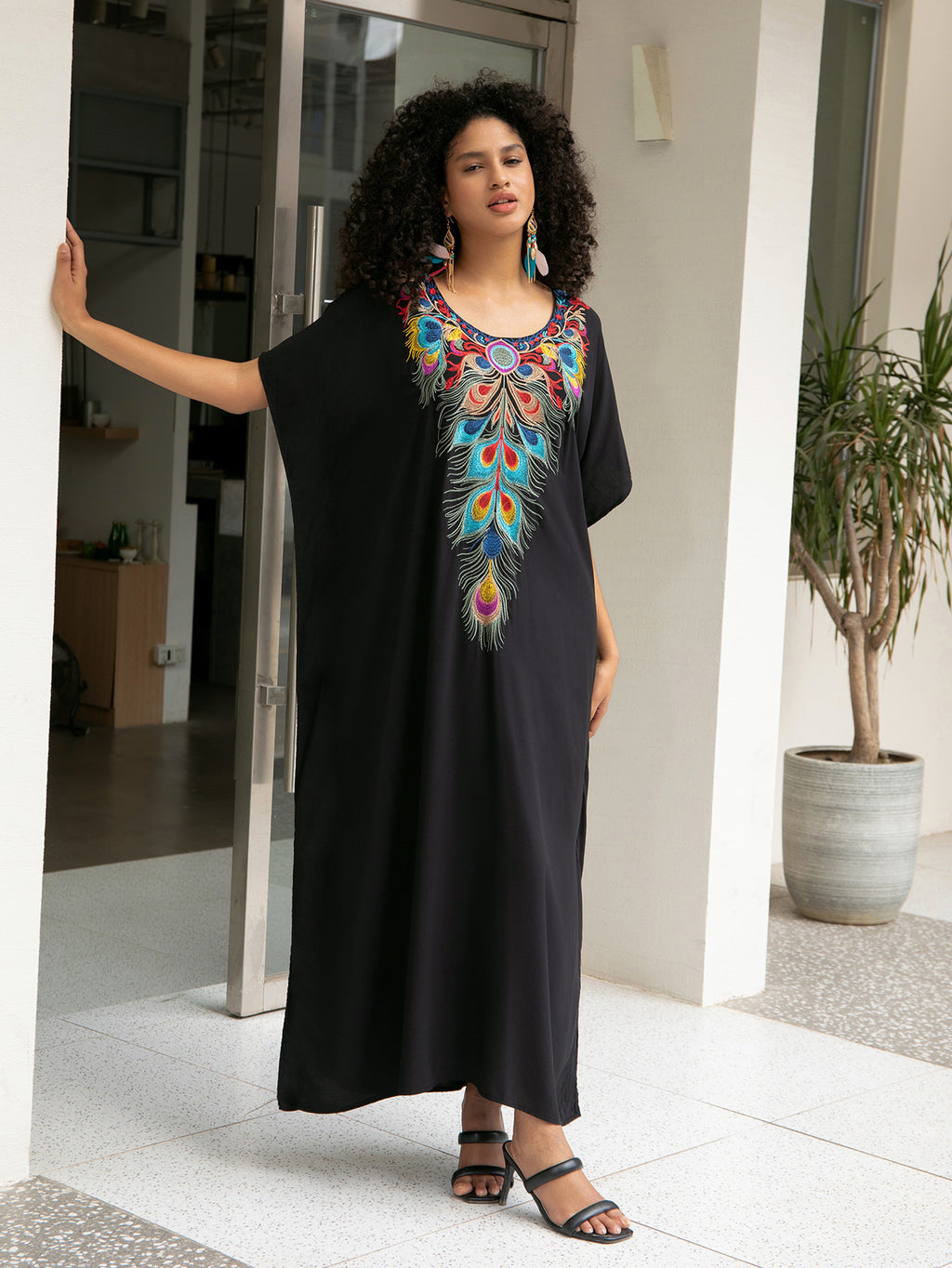 Rayon Embroidered Beach Maxi Dress Loose Maxi Dress Seaside Bikini Swimsuit Outwear Blouse Sun Protection Shirt