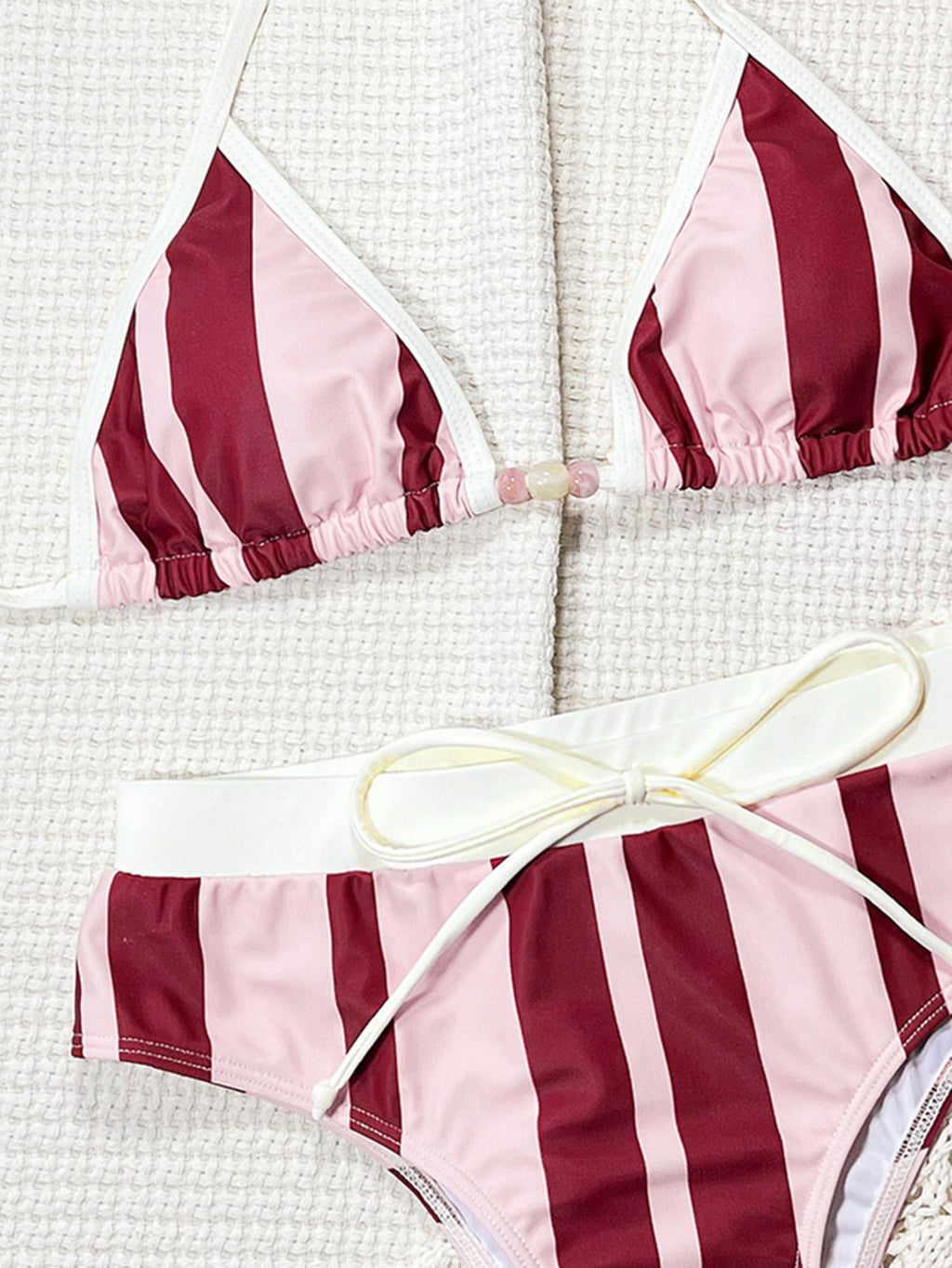 Split Two Piece Set Swimsuit Tether Exposed Back Bikini Print Cute Sexy Women Swimsuit
