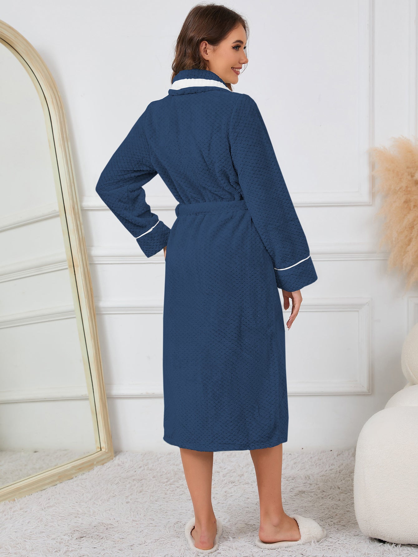 Winter Fleece Mid Length Bathrobe Coat
