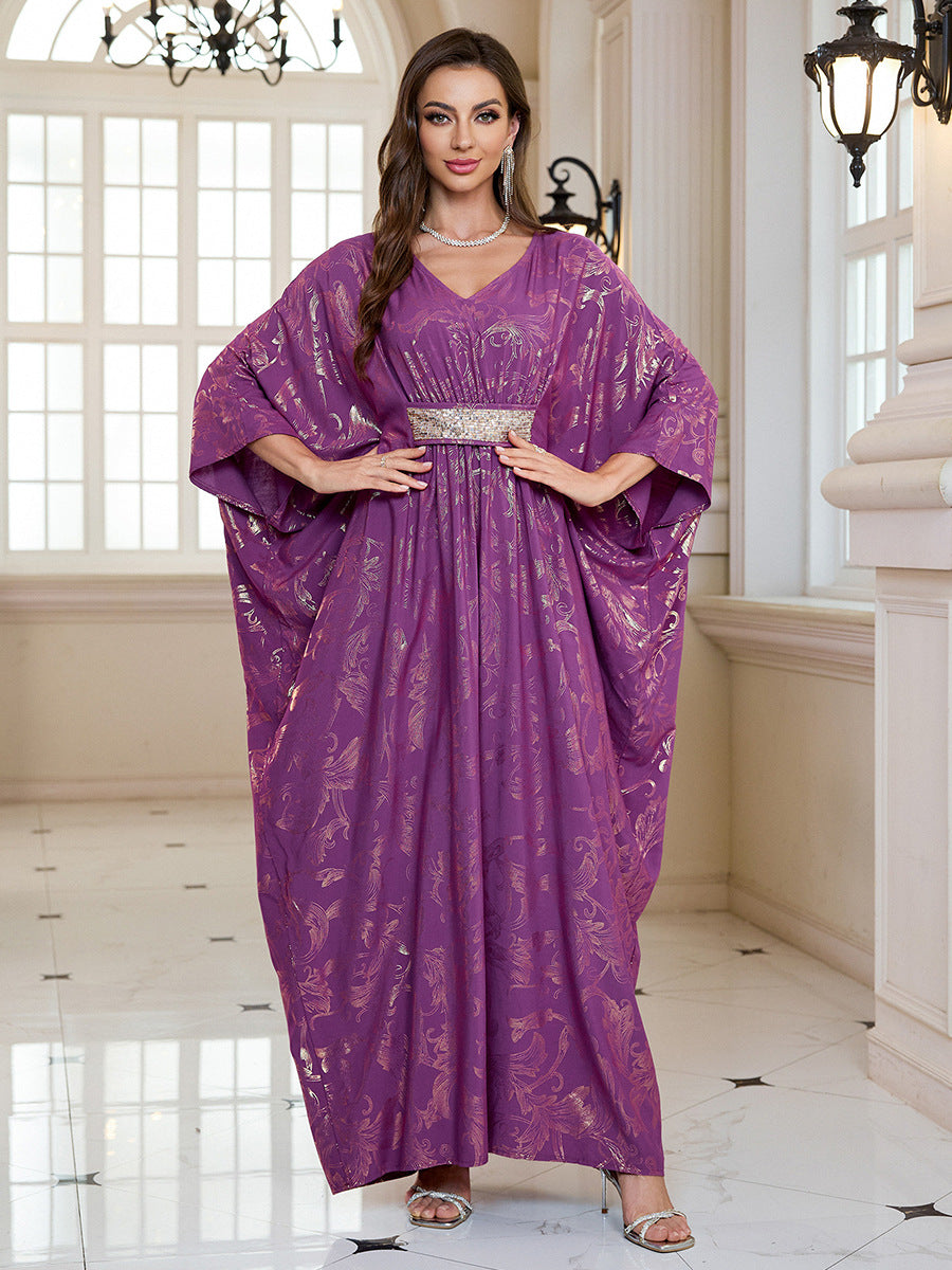 Bronzing Rayon Vacation Beach Outer Wear Maxi Dress Women Loose Robe Beach Cover Up