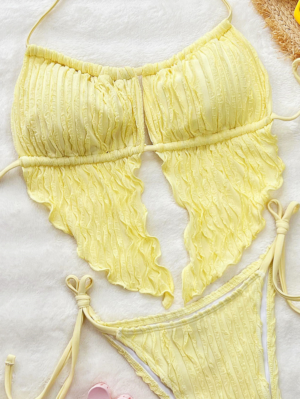 Sexy Split Swimsuit Yellow Series Western with Bikini Spring Seaside Vacation