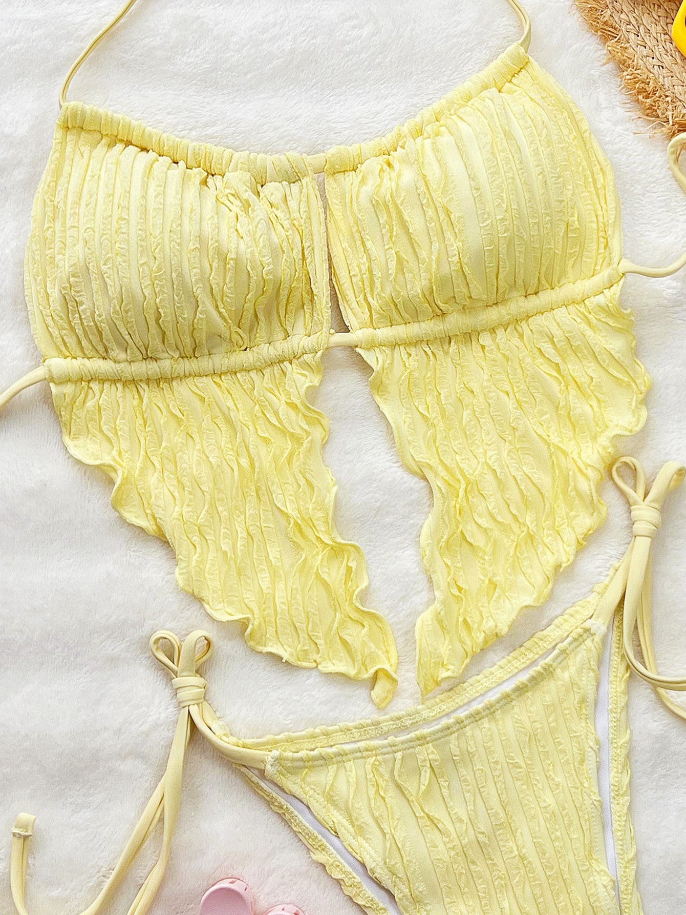 Sexy Split Swimsuit Yellow Series Western with Bikini Spring Seaside Vacation