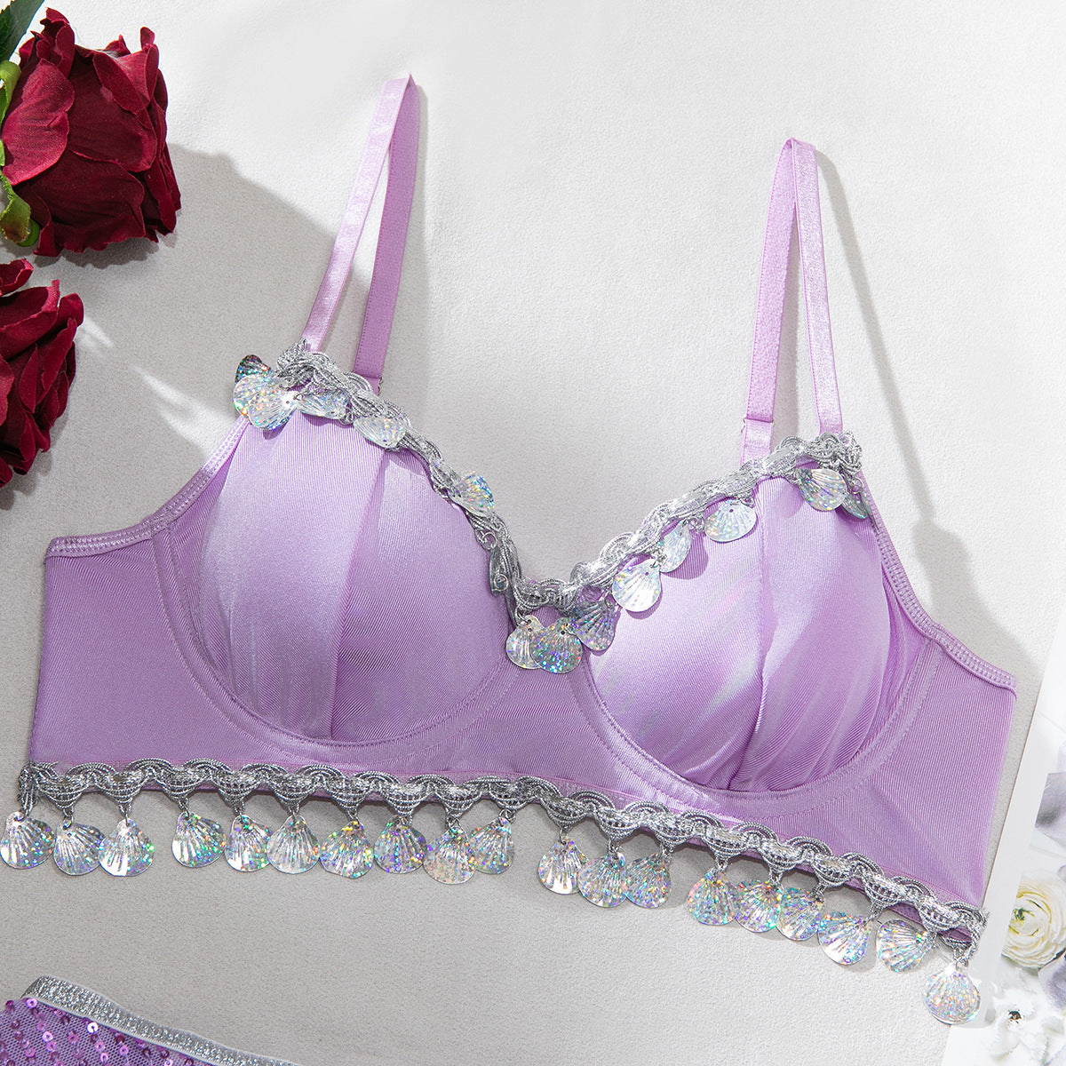 Wind Chimes Shell Dancing Sequ Dress up Sexy Skirt Sexy Underwear Three Piece Set Women