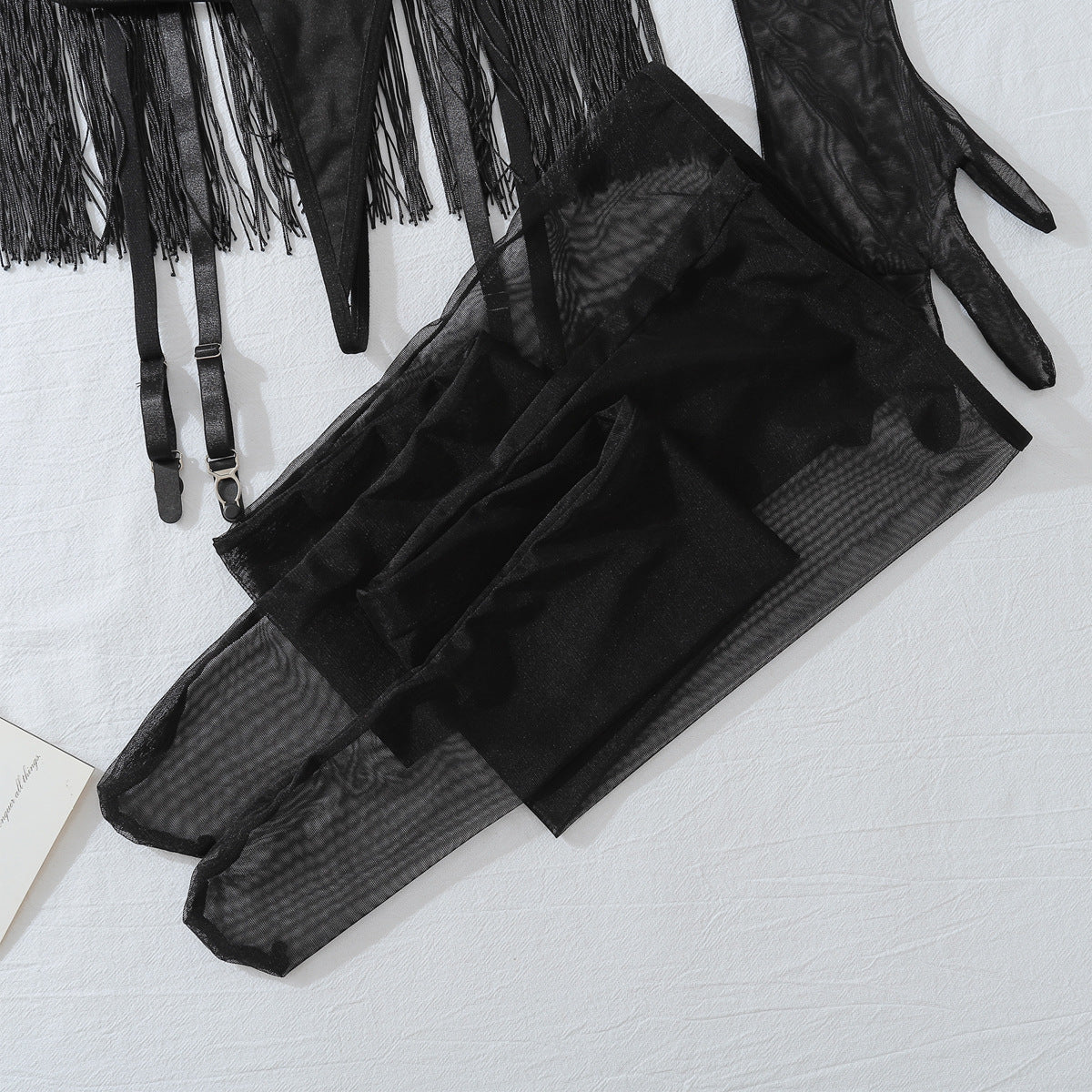 Sexy Lace See through Tassel Hollow Out Cutout Underwear Free Temptation Sexy Six Piece Set
