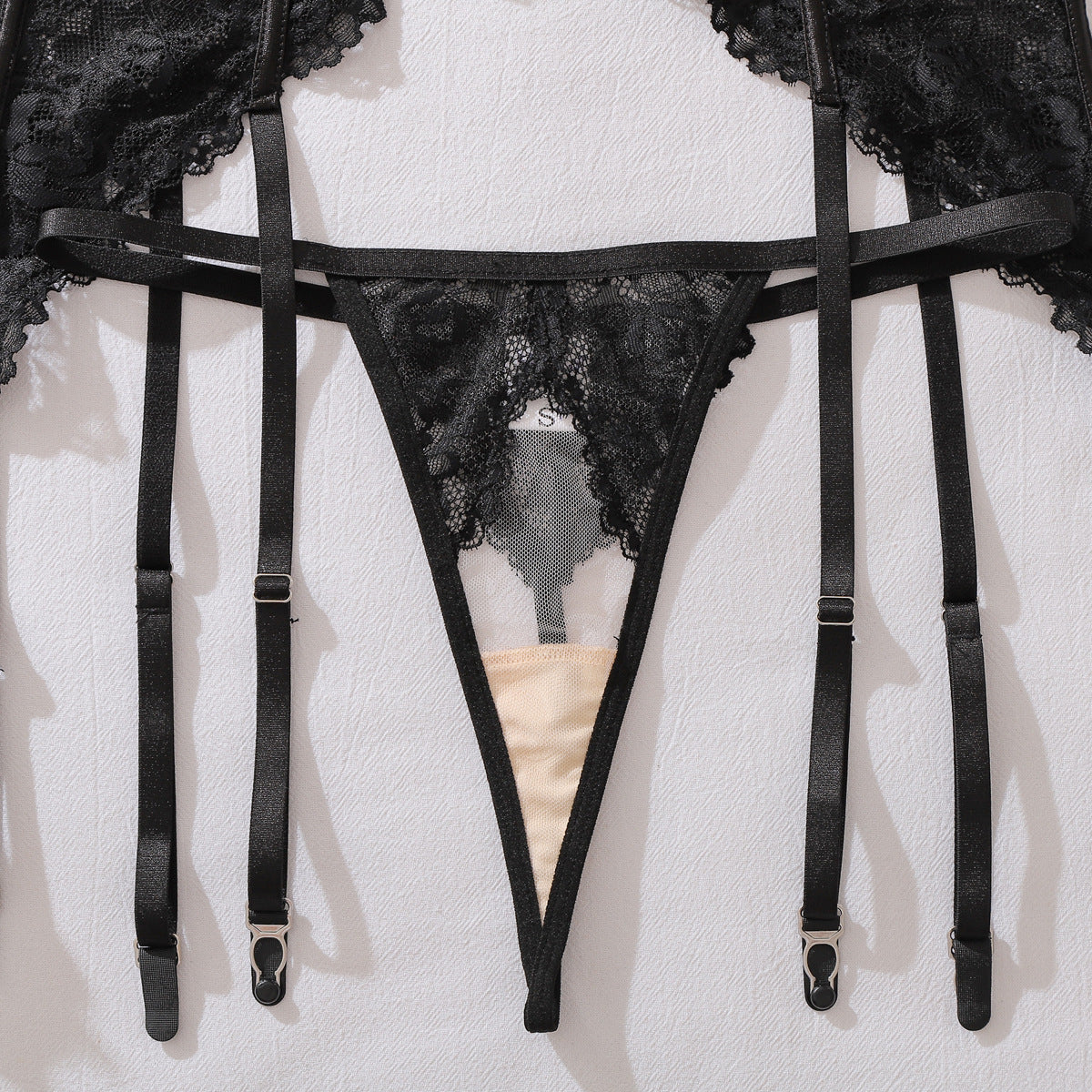 Floral Lace Hollow Out Cutout out See through Body Shaping Sexy Three Point Underwear Split Three Piece Sets