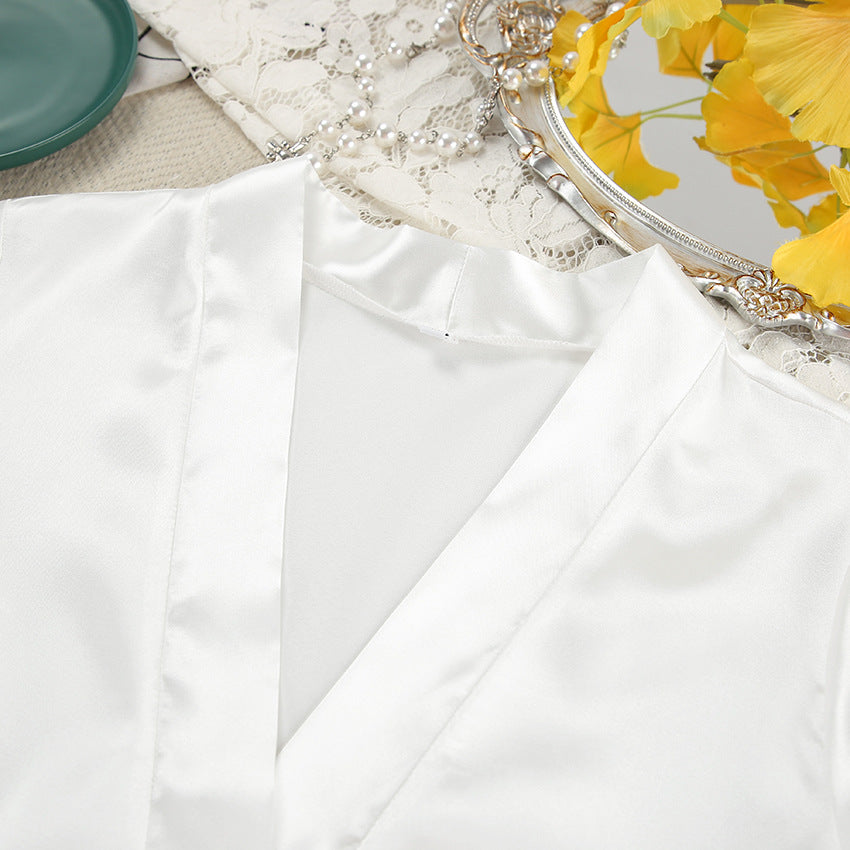 Loose Nightdress Two Piece Satin