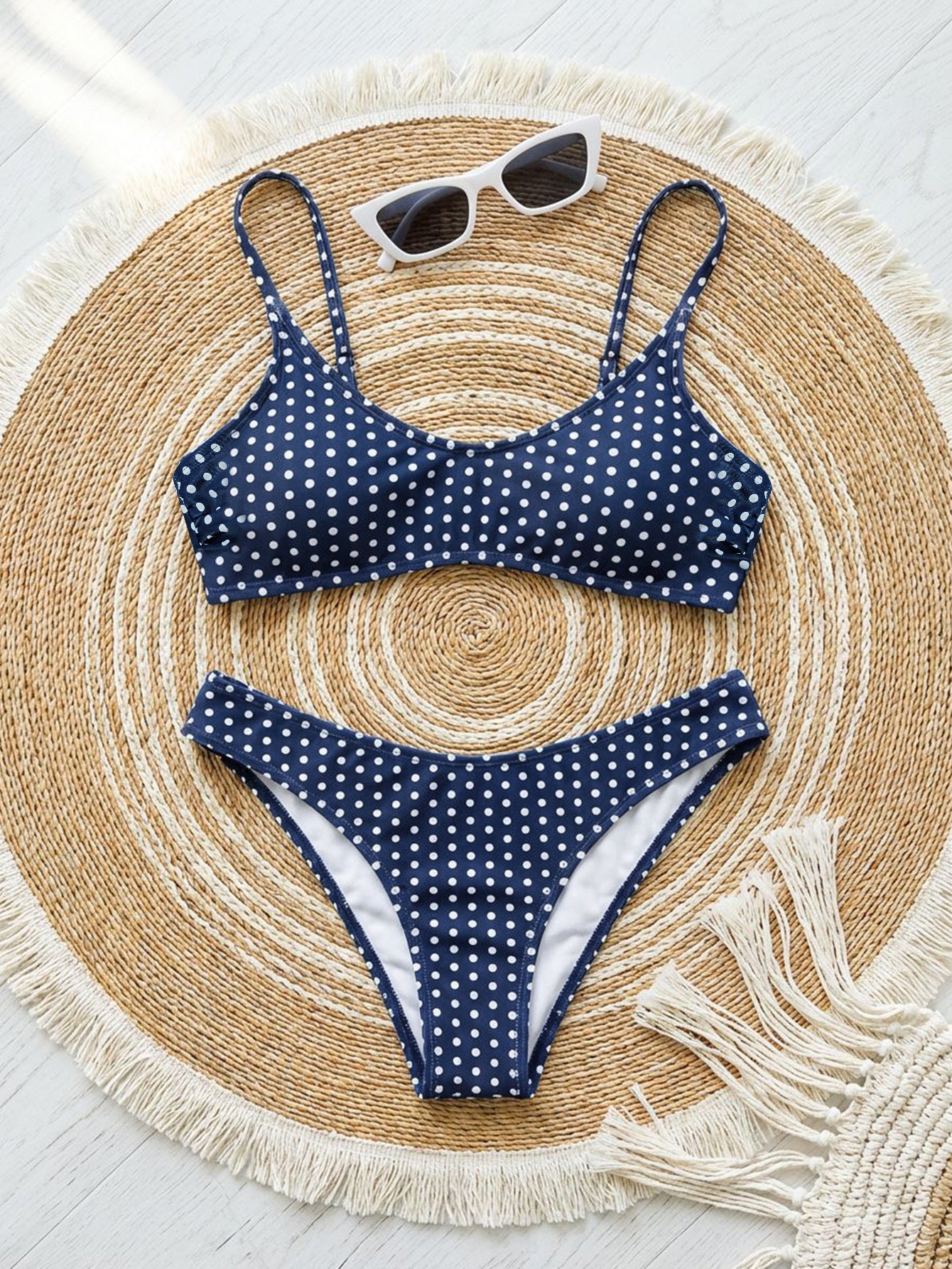 Bikini Polka Dot Print Low Waist Sexy Split Quick Drying Bikini Swimsuit Women