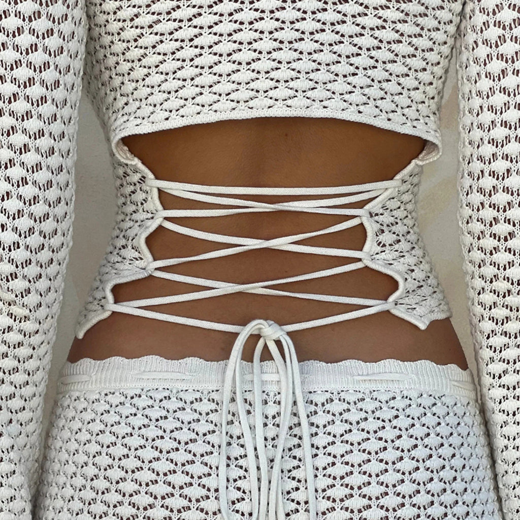 Knitted Beach Skirt Bikini Swimsuit