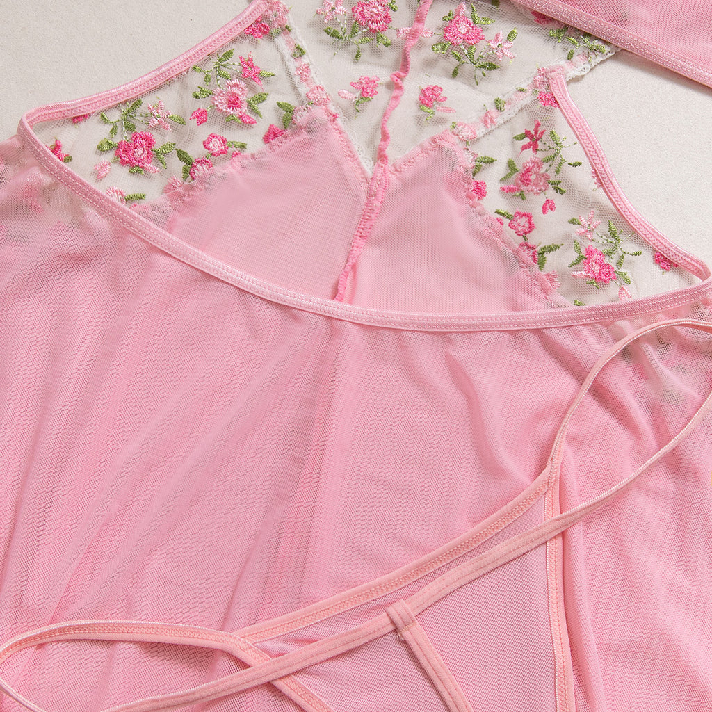 Sexy Underwear Sexy Seduction Net Pajamas Sexy See through Embroidered Nightdress