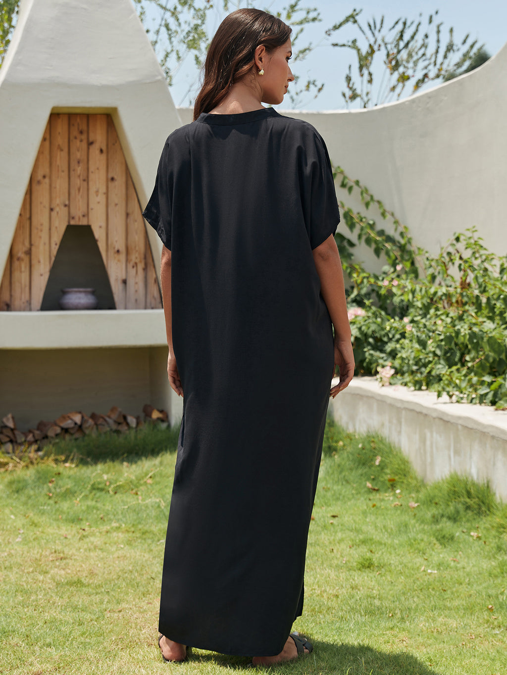 Embroidered Holiday Loose Maxi Dress Beach Cover up Maxi Dress Bikini Cover up Women