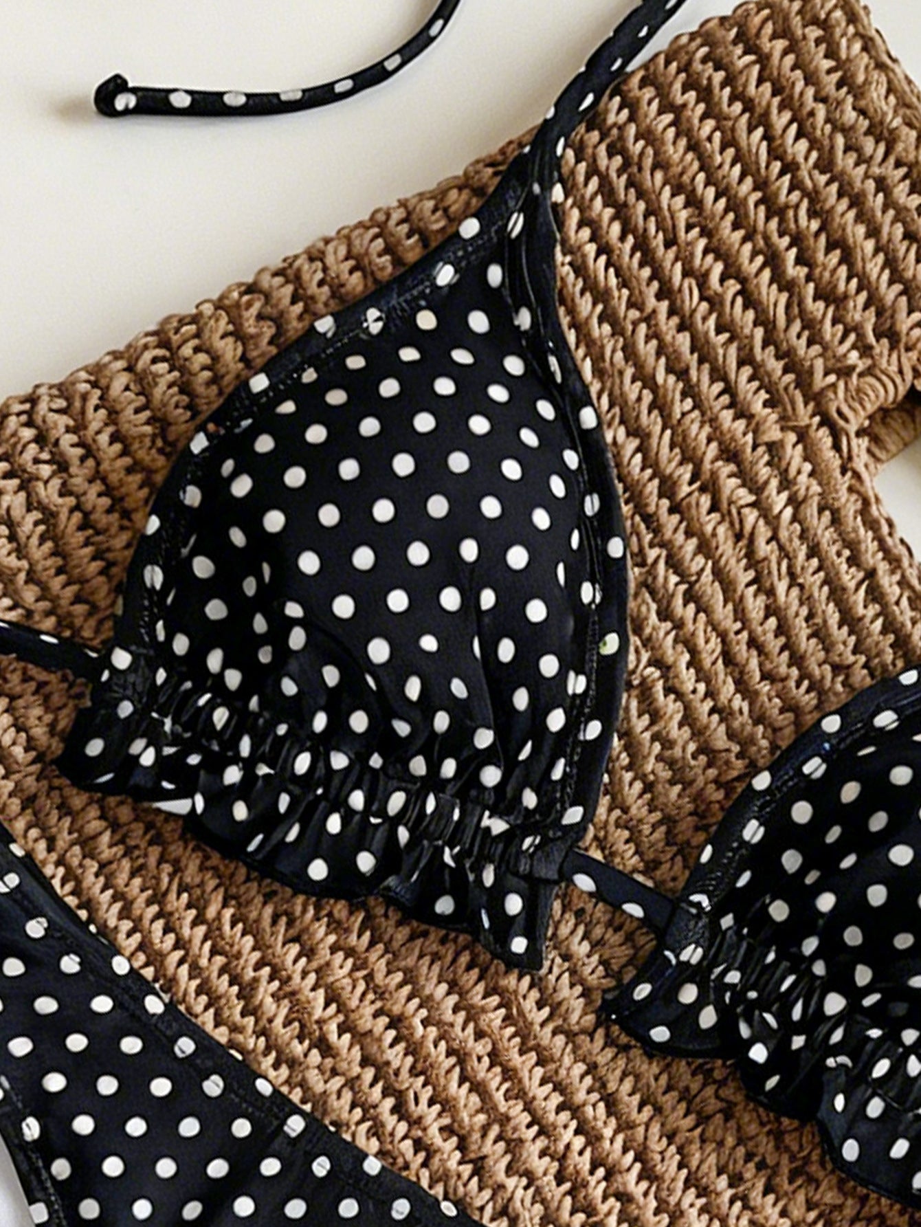 Bikini Small Lace Polka Dot Printed Lace up Sexy Split Swimsuit Bikini for Women