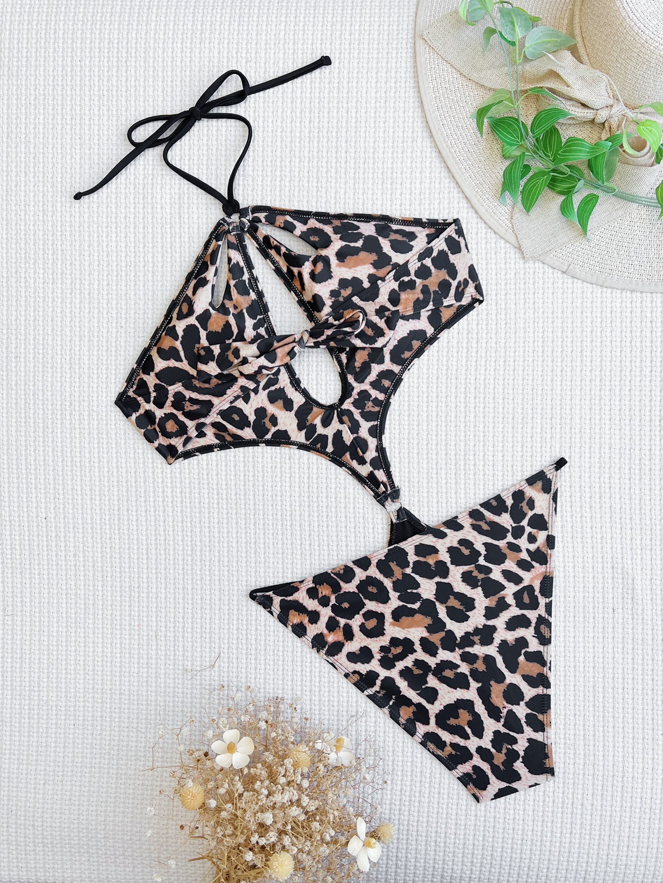 Bikini Double One Piece Swimsuit Banded Bikini Swimsuit Women Leopard Print Swimwear Sexy